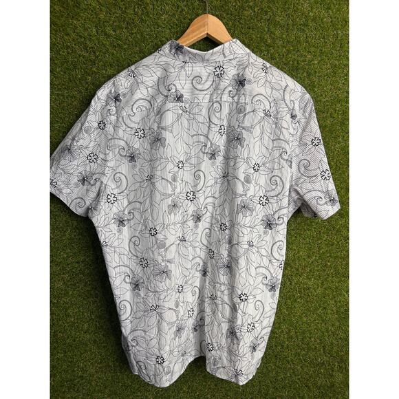 NWT Perry Ellis Cotton Short Sleeve Shirt Floral Sketch Print Modern Fit Sz XXL - Picture 7 of 9